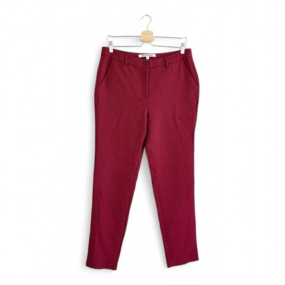 NEW Walter Baker Red Houndstooth Red & Black Tailored Pants Size 8